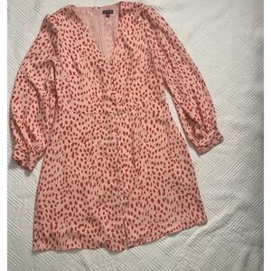 Vince Camuto Women's Dress Size 14 V Neck Lined Feminine Pink Red Lightweight